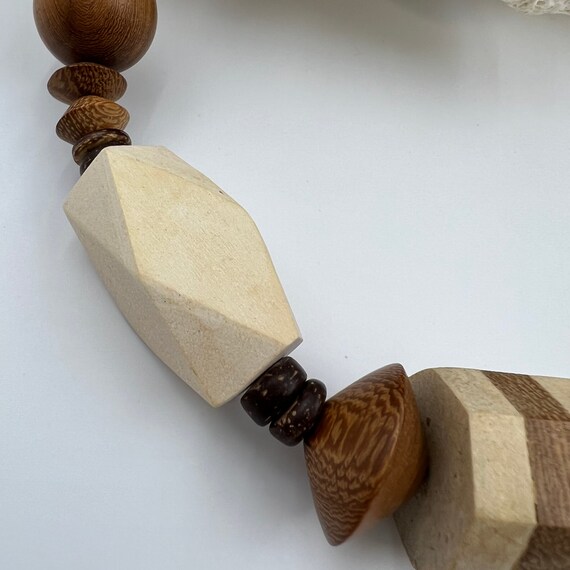 Chunky Beaded Necklace - Woodgrain