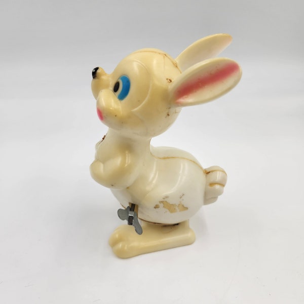 Vintage 1960's Easter Unlimited Inc. Wind-up White Easter Bunny Rabbit - Works