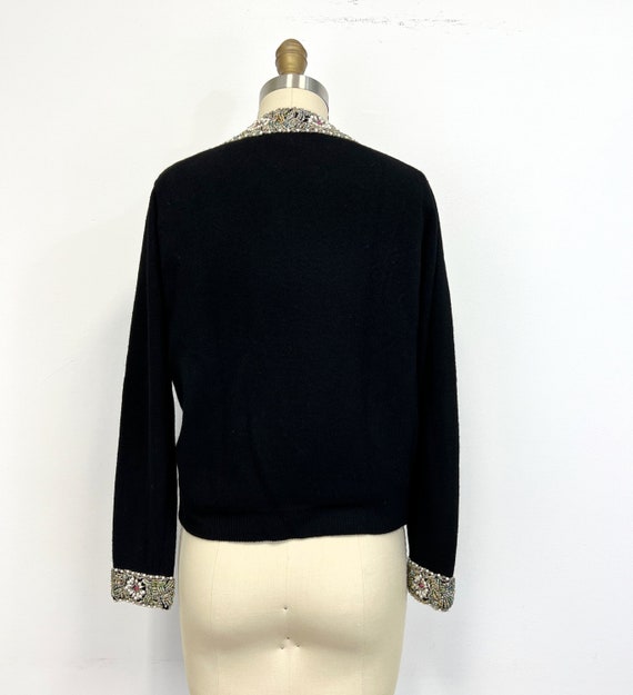 Vintage 50s Beaded Cashmere Angora Cardigan Sweat… - image 9