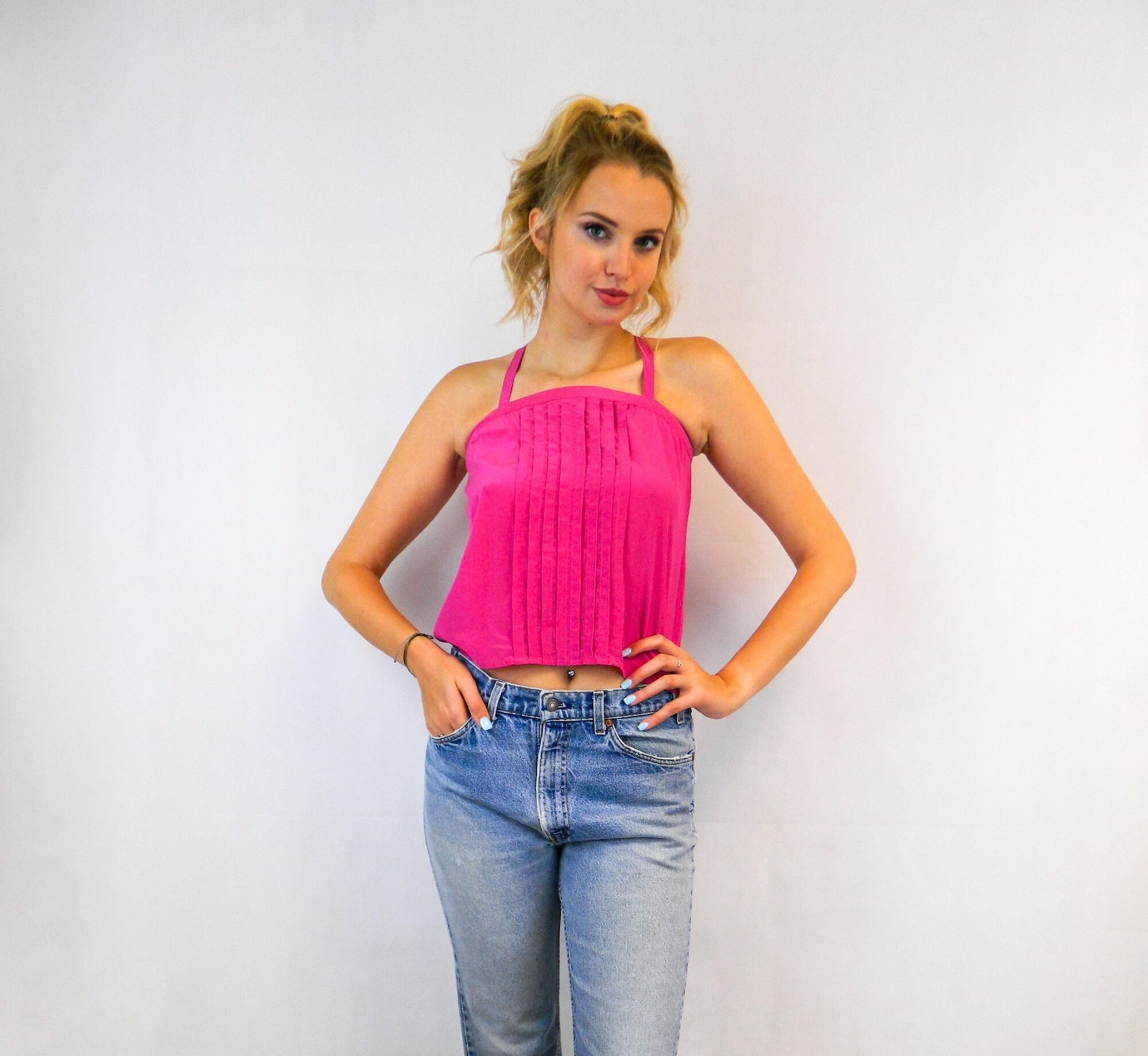 Vintage Hot Pink Silk Camisole XS 80s Magenta Tank Top - Etsy Norway