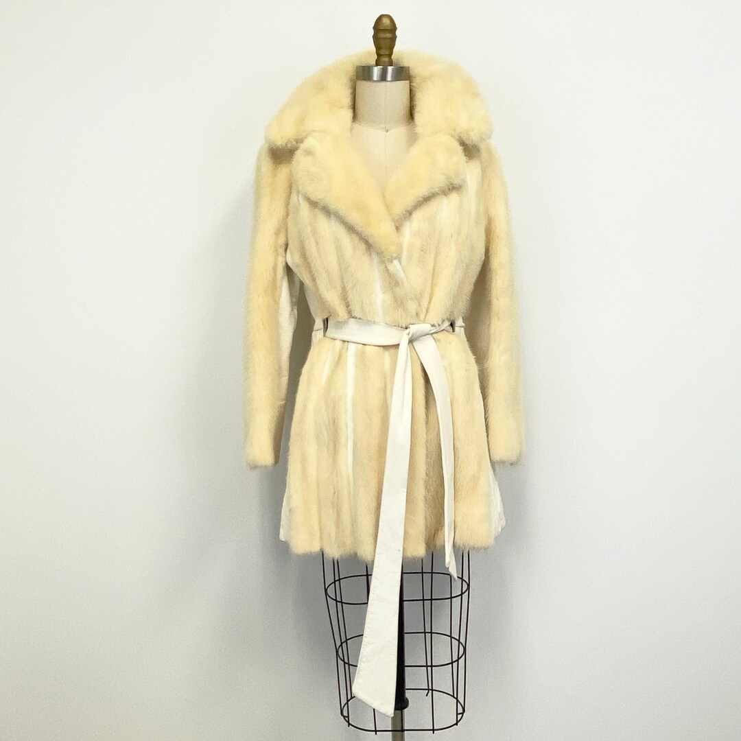 Vintage 1970s Blonde Mink Fur and Leather Coat Belted With - Etsy