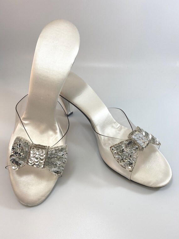 White top vinyl heels