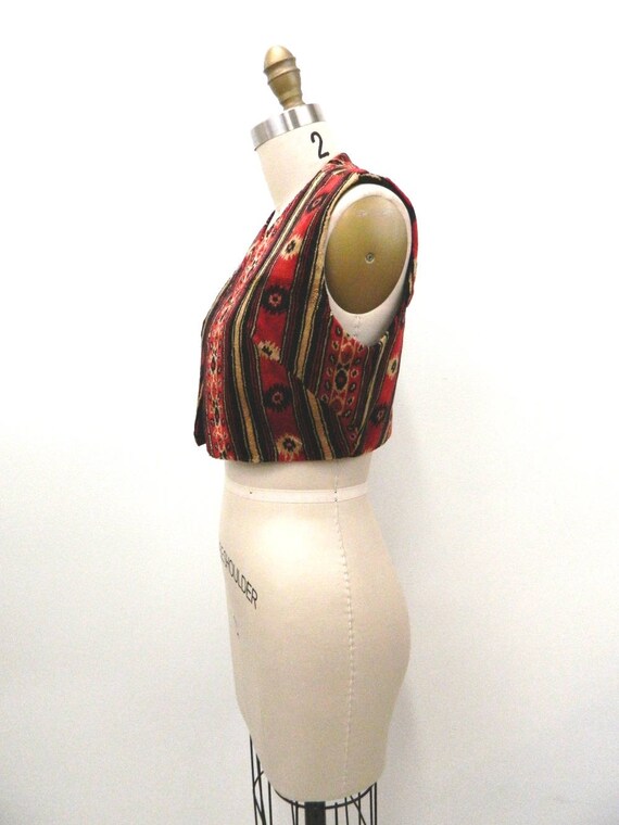 Vintage 1970s Carpet Vest |   Cropped Boho Vest |… - image 3