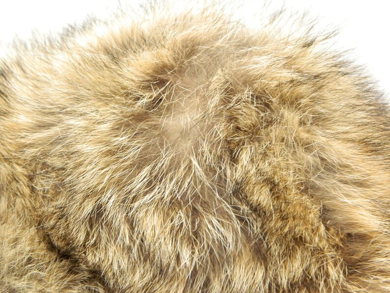 Vintage 1960s Fur Hat Lush Tan, Brown, Black Raccoon Fur Cloche Ski Hat image 7