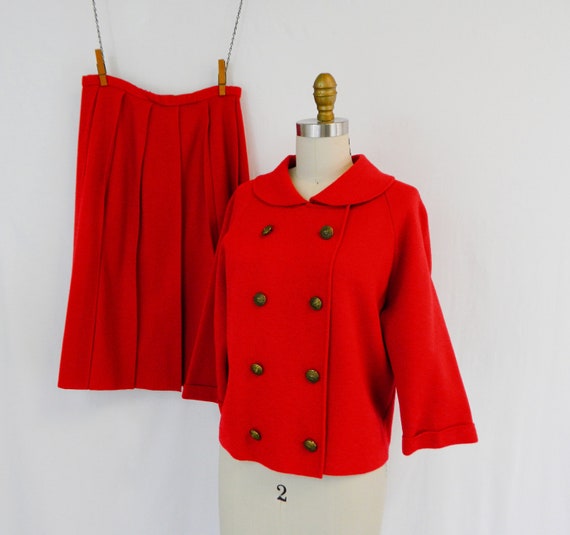 Vintage Italian Jacket And Skirt Set ... 1950s Li… - image 1