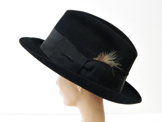 Vintage Black Fedora...Youth or Small Women's...Vi