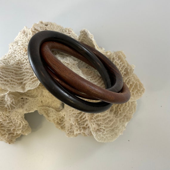 Vintage Interlocking Wood Bracelets - image 1