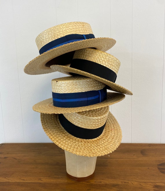Authentic Vintage Straw Boater bee Cool 