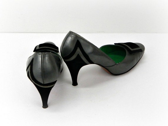 Vintage Gunmetal Gray High Heels ... 1960s Pumps … - image 4