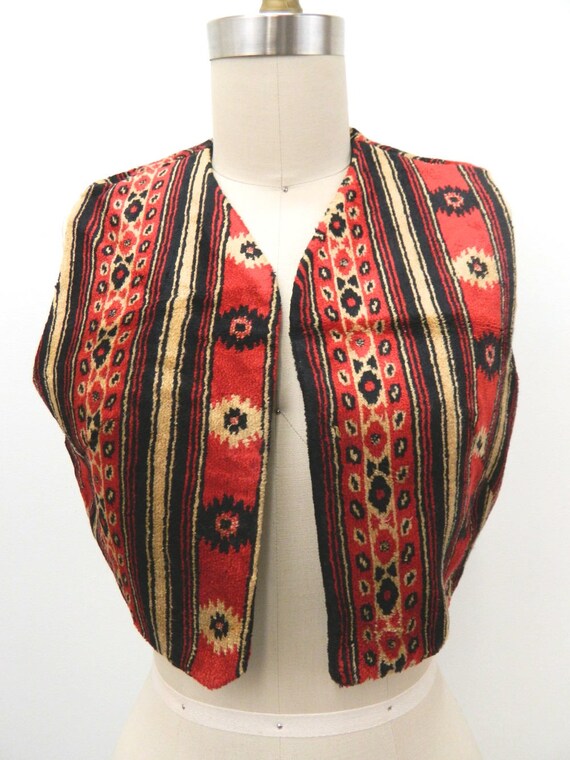 Vintage 1970s Carpet Vest |   Cropped Boho Vest |… - image 2