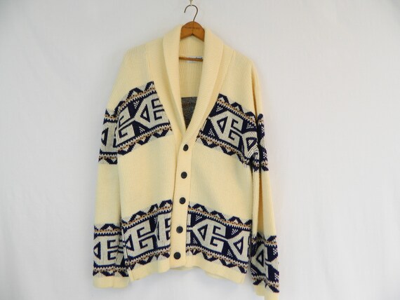 Vintage 1970s Men's Button Down Cardigan ... 70's