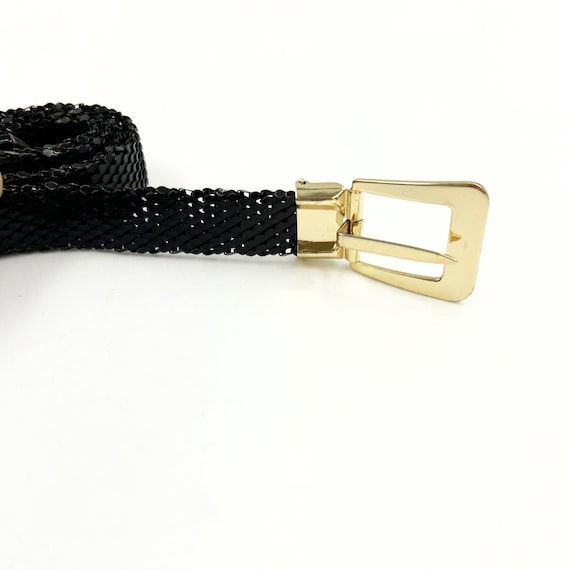 Vintage Whiting & Davis Black Chainmail Belt with… - image 3