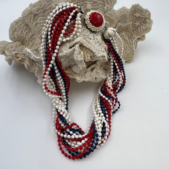 Vintage Red, White, and Blue Twist Choker - image 2