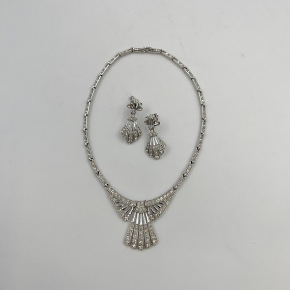 Signed ORA Art Deco Necklace and Earrings Set - image 1