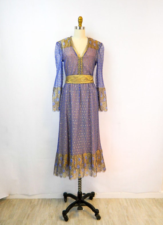 Vintage Lilac & Gold Disco Dress | 1970s/Early 80… - image 4