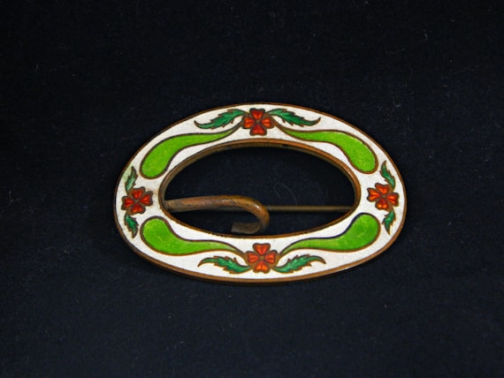 Victorian Cloisonne Brooch/Belt Buckle/Scarf Clip… - image 2