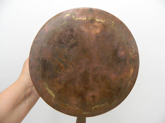 Antique Early 1900s Copper Sauce Pan Country Kitchen Large Round Handled Pot  Urban Farmhouse Decor 