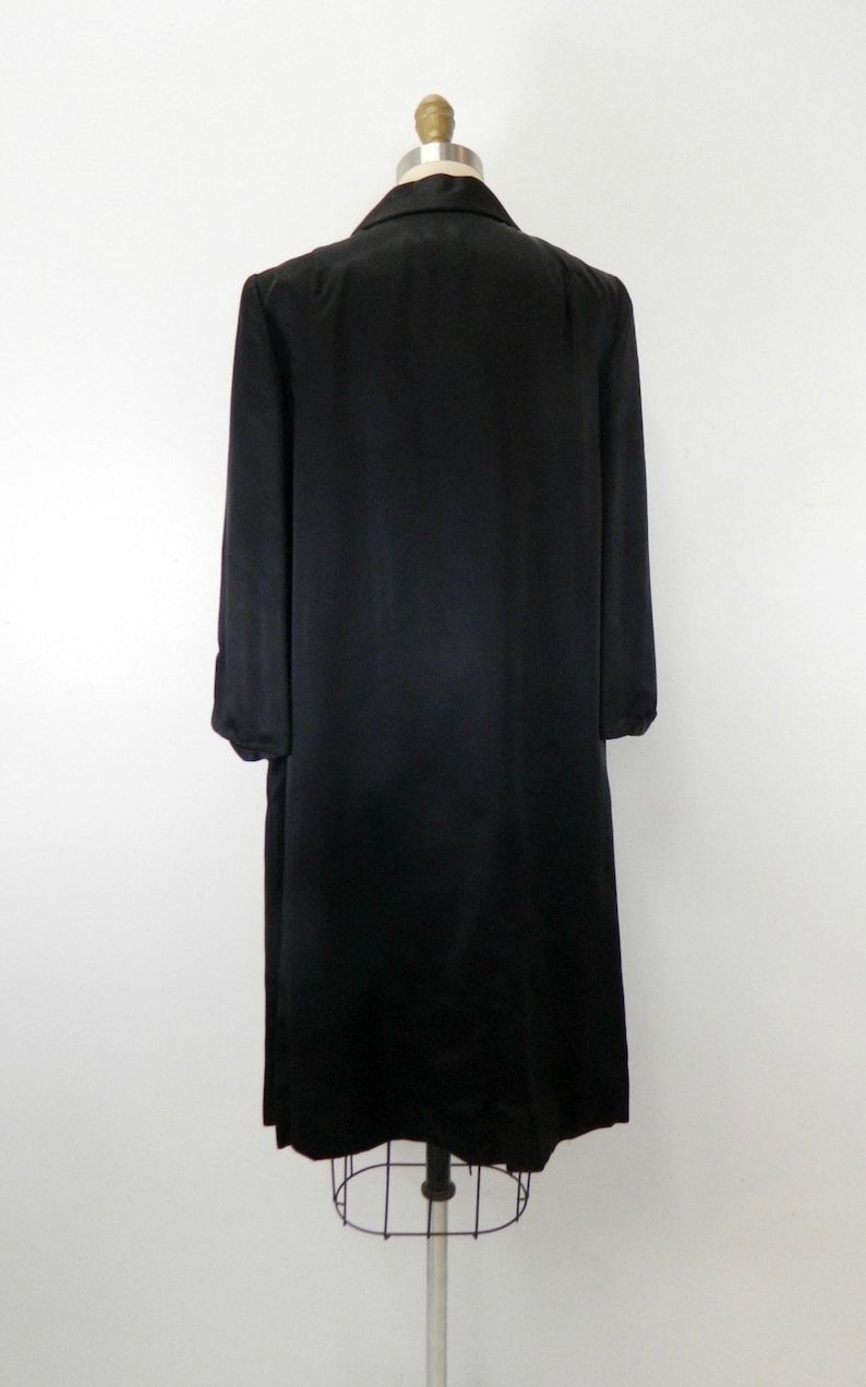 Vintage 60s Black Satin Swing Coat ... Large Cocktail Dress - Etsy