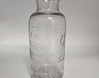 Vintage 1800's Reed's Patties Clear Glass Candy - General Store - Apothecary - Advertising Jar