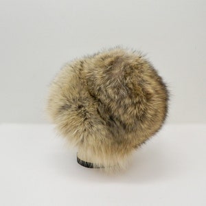 Vintage 1960s Fur Hat Lush Tan, Brown, Black Raccoon Fur Cloche Ski Hat image 4