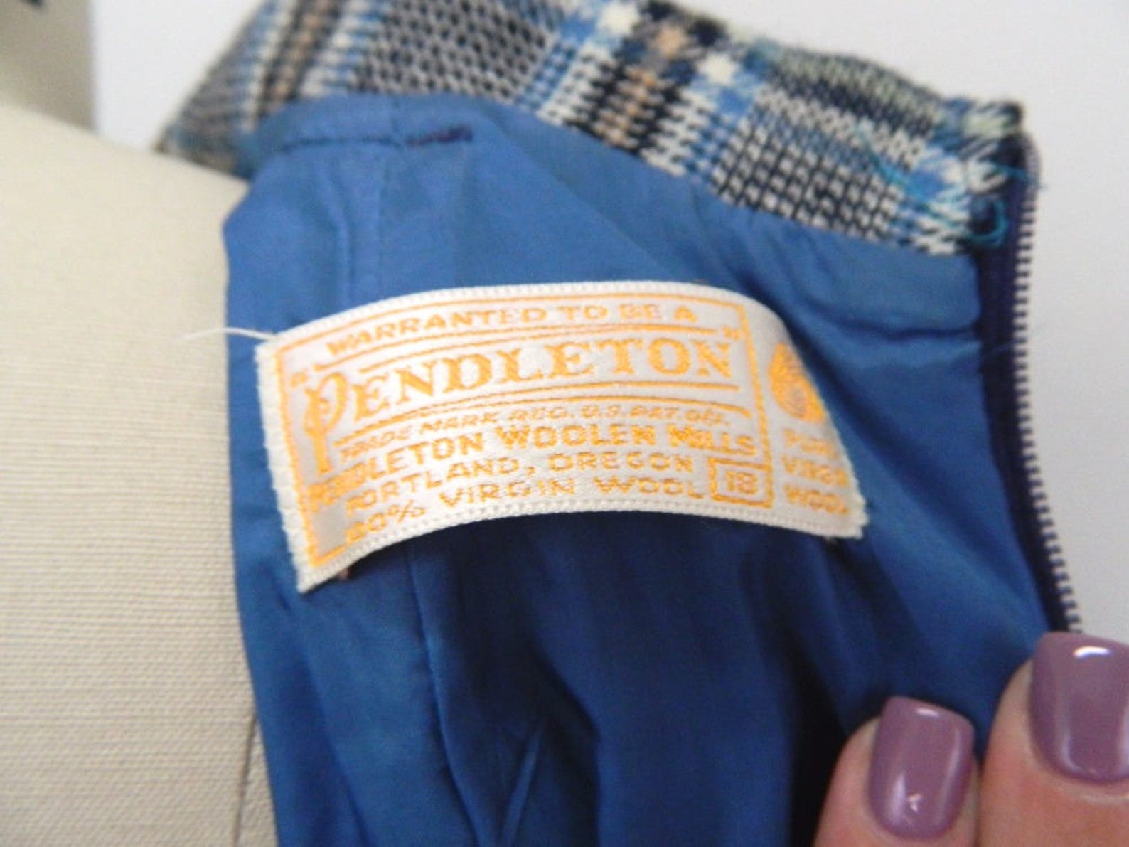 1960s Pendleton Dress Blue Plaid Wool Shift Dress Long Etsy