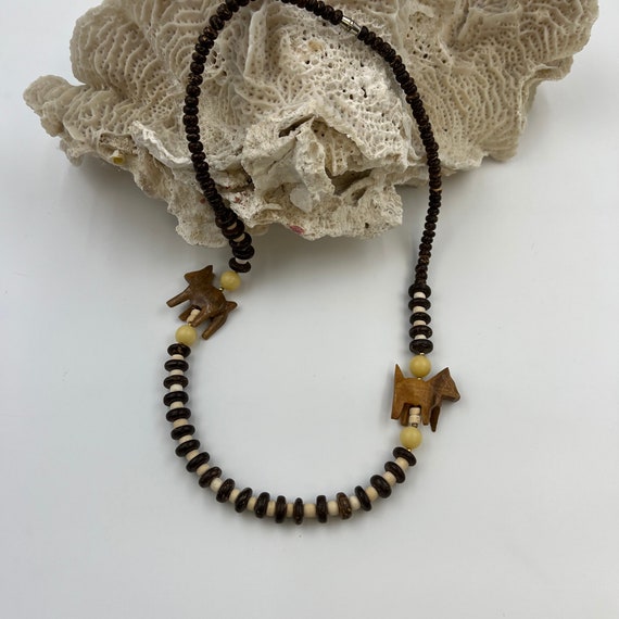Vintage Wooden Scottie Dog Bead Necklace - image 1