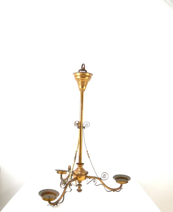 Late 1800s Kerosene Lamp Chandelier Rare Victorian Image 0