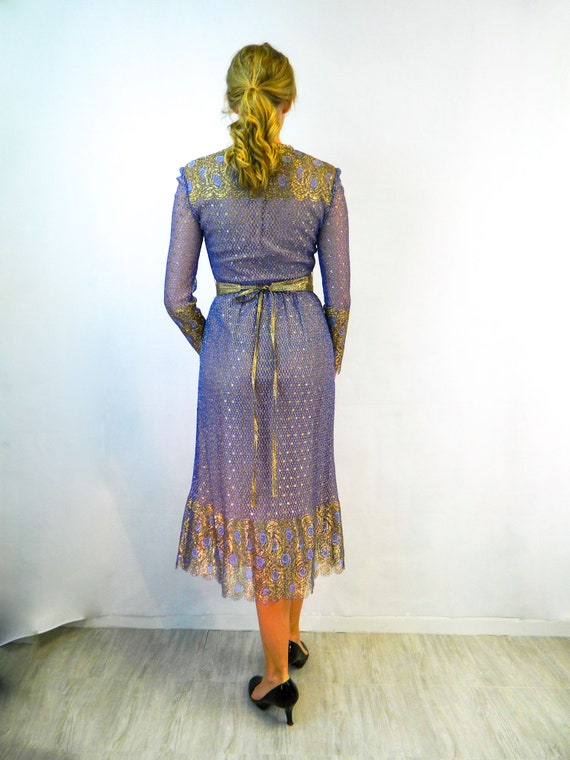 Vintage Lilac & Gold Disco Dress | 1970s/Early 80… - image 3