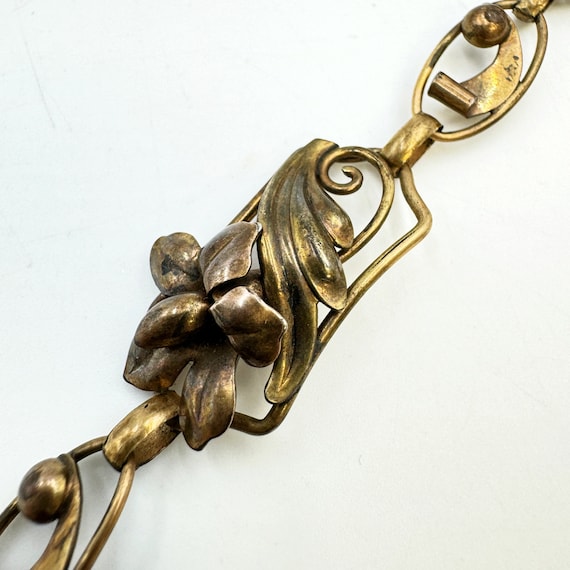 Vintage Art Nouveau Panel Bracelet | Floral Gold … - image 1