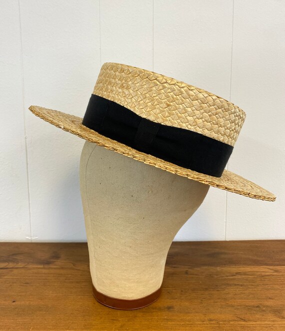 Authentic Vintage Straw Boater bee Cool 