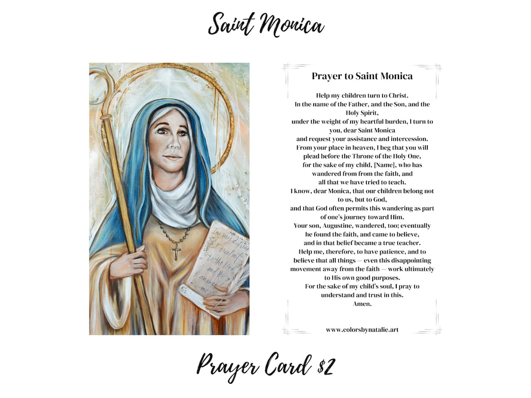 Saint Monica Prayer Card, St. Monica Prayer, Prayer to St. Monica