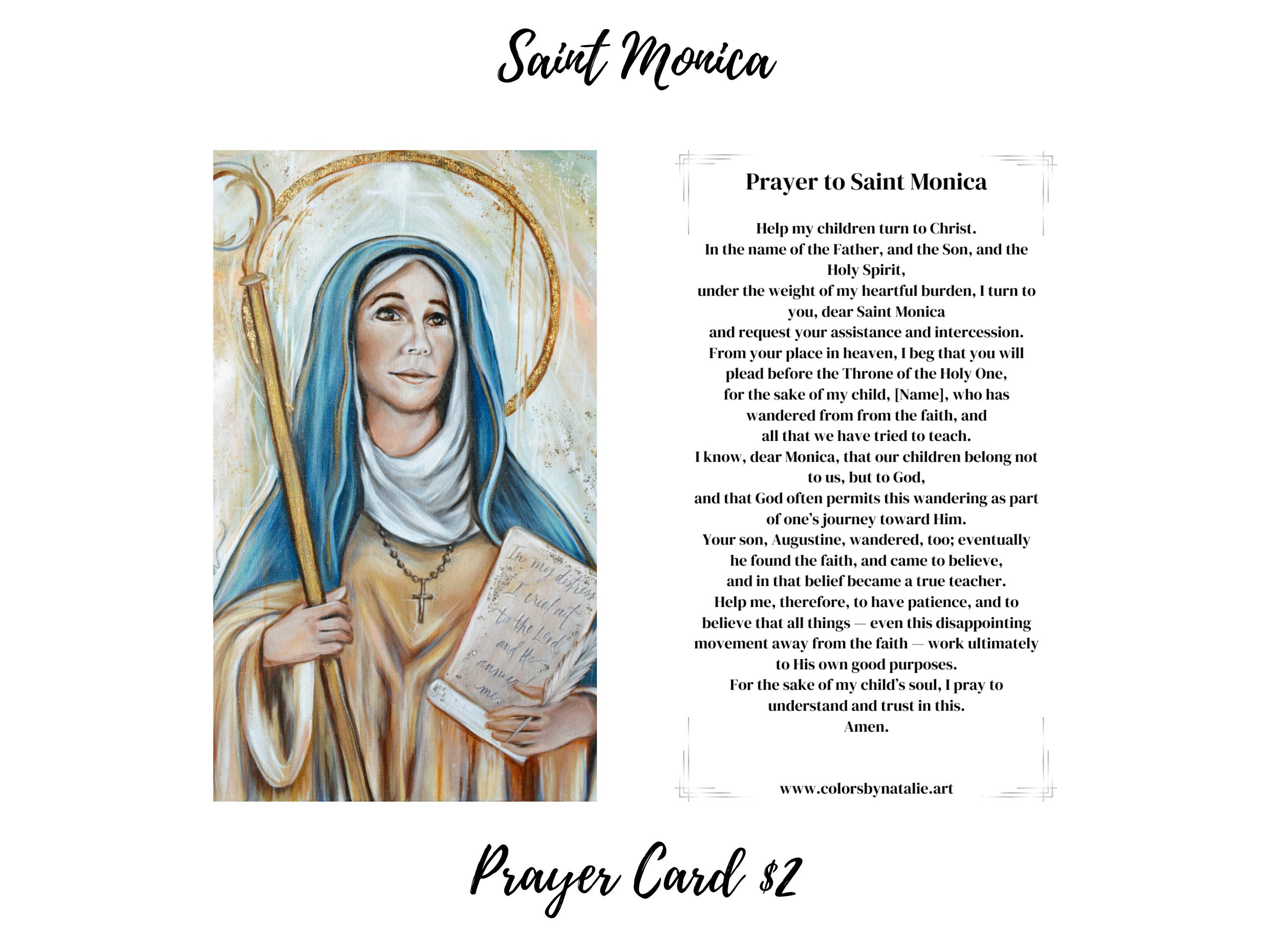 Saint Monica Prayer Card St. Monica Prayer Prayer to St. Etsy