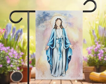 Our Lady of Grace Garden Flag, Catholic Christian Art