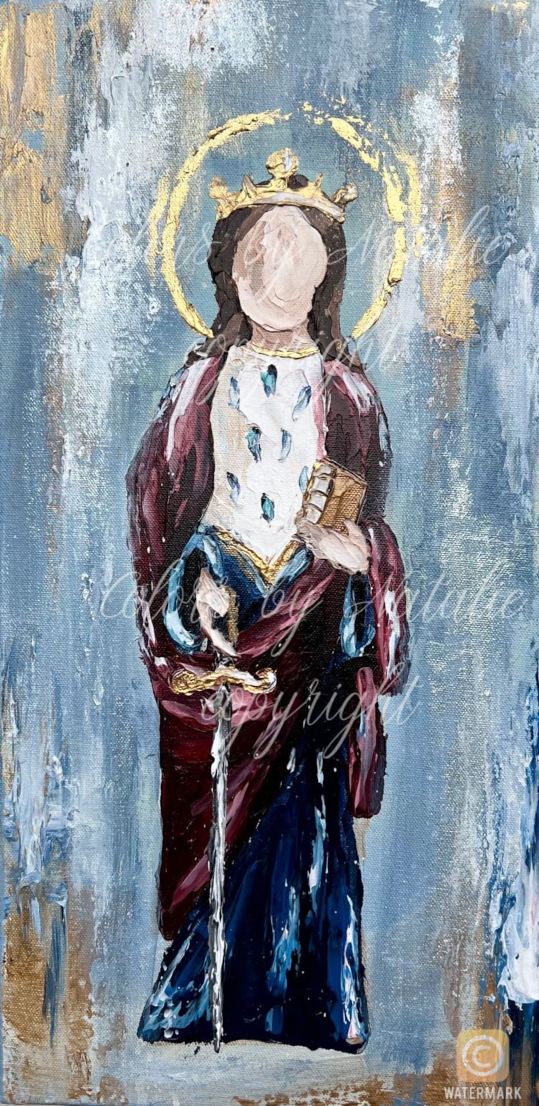 St. Dymphna Print, Catholic Saint Art, Christian Home Decor, Patron of Mental Disorders