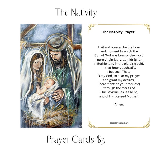 Nativity Prayer Card, Christmas Prayer Card, Prayer Card Gifts, Catholic Christmas Gifts, The Nativity Scene, Holy Family Prayer,Prayer Card