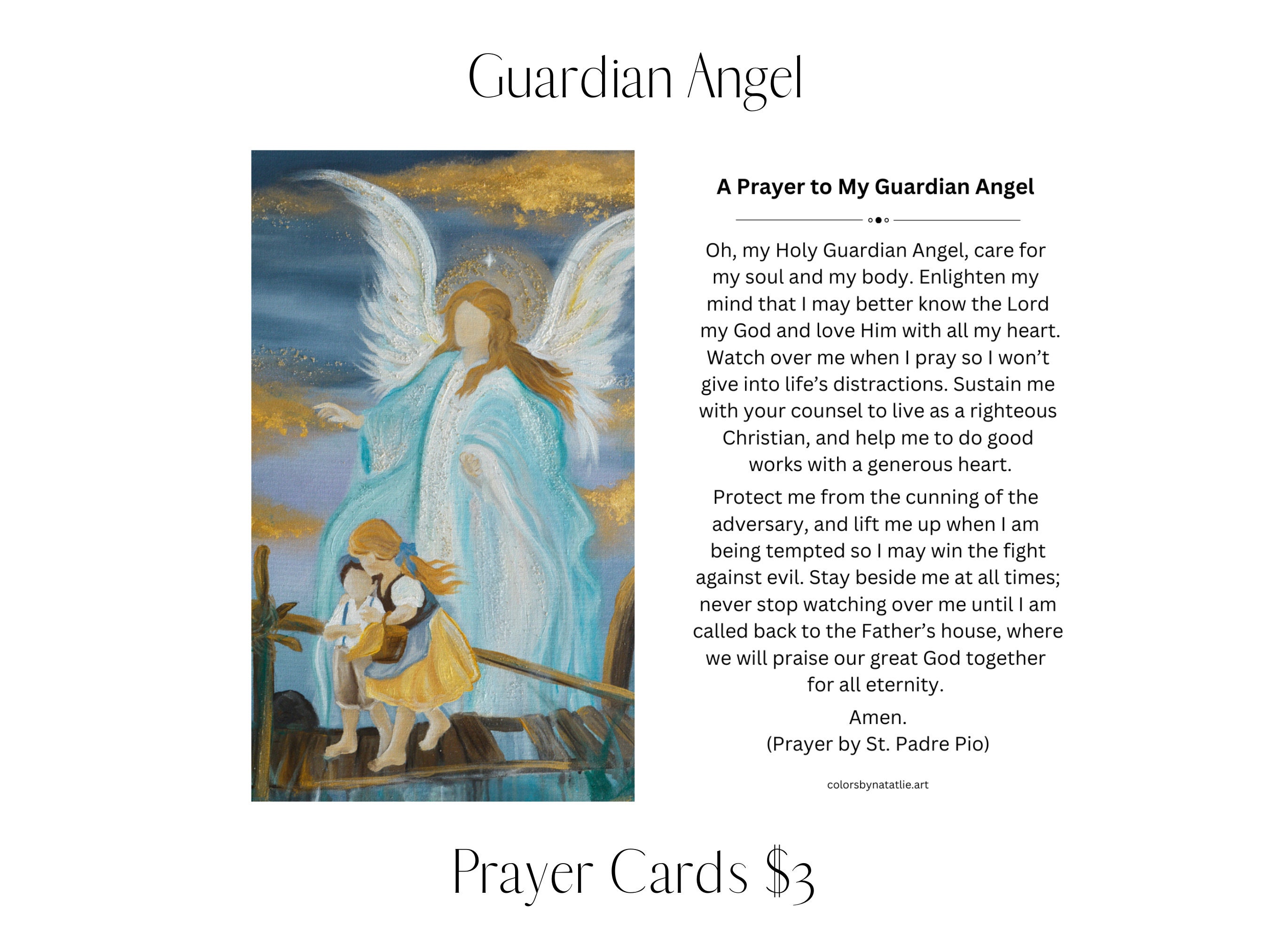 Marque-pages Ange Gardien avec prière