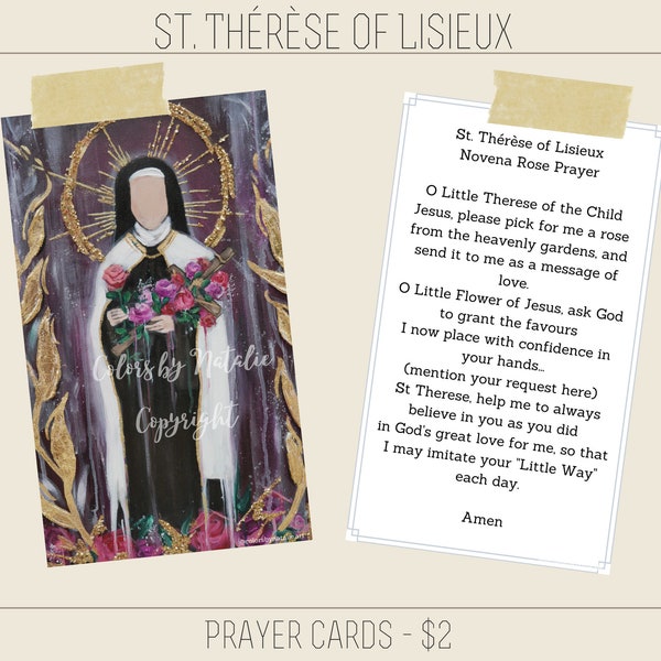 St. Thérèse of Lisieux Prayer Card, Novena Rose Prayer, Religious Prayer Card, Catholic Gift, Novena Prayer, Religious Gift Idea, Prayercard