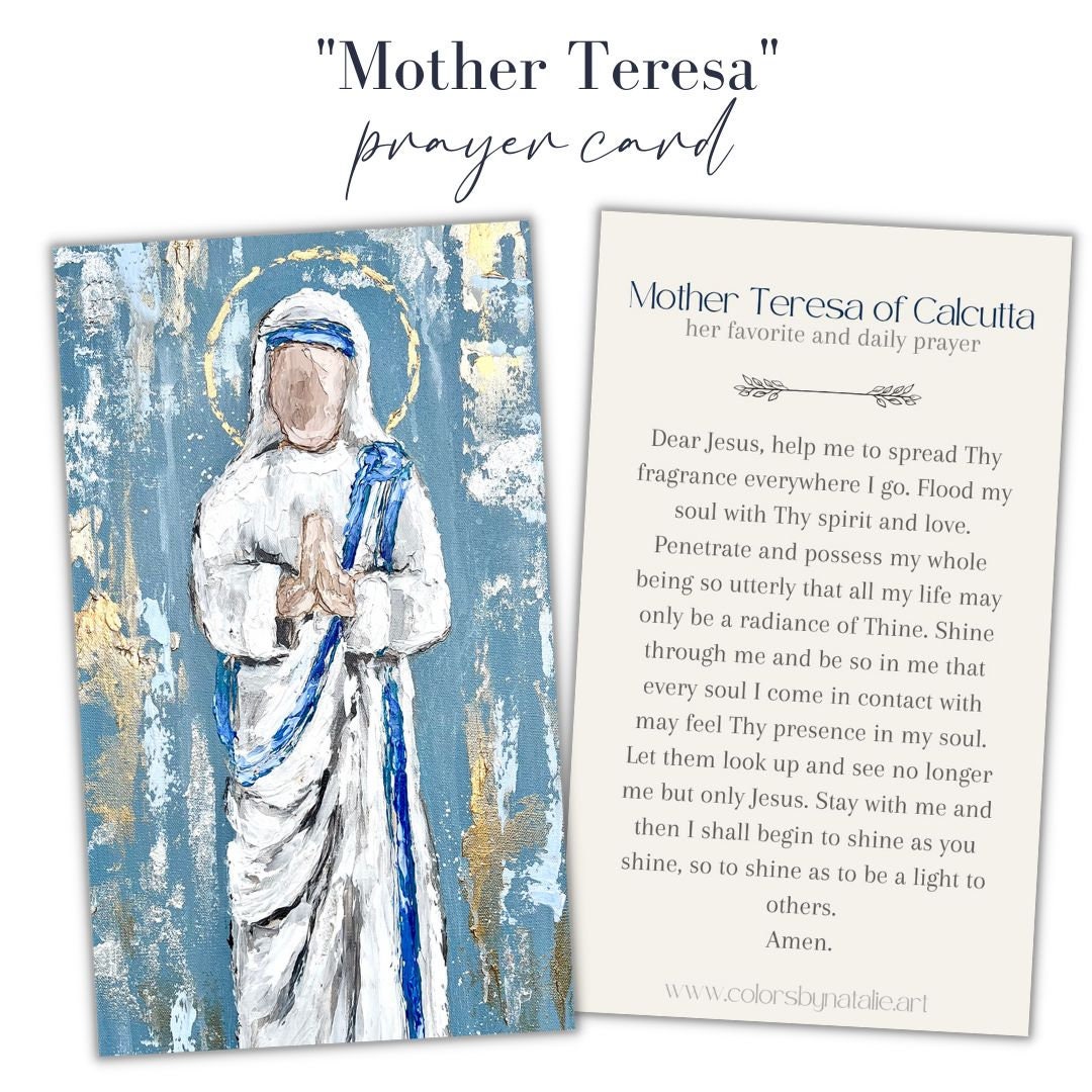 Mother Theresa Prayer Card, Christian Prayers, Catholic Saint Art, Love ...