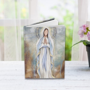 Our Lady of Lourdes Hardcover Journal, Prayer Diary, Catholic Art, Immaculate Mary Notebook, Marian Apparition, Christian Gift Idea, Mystic