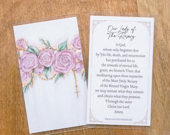 Queen of the Rosary Prayer Card