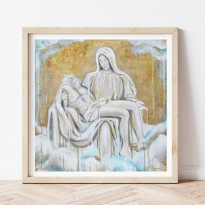 Pieta, Pieta Print, Pieta Statue, Pieta Art, Easter Gift, Crucifixion Print, Good Friday, Lent Art, Good Friday Art, Catholic Fine Art