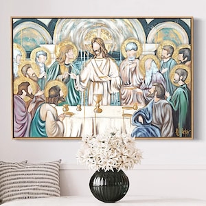 Last Supper Print, Last Supper Art, Easter Art, Catholic Art, Catholic, Catholic Kitchen Decor, Catholic Home Decor, Catholic Wall Art