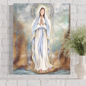 Our Lady of Lourdes, Our Lady of Lourdes Art, Mother Mary Art, Virgin Mary Art, Lourdes Water, Lourdes Rosary, Catholic Art, Catholic Decor