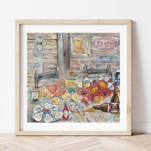 Les Bon Temps Rouler, Cajun Kitchen Art, Louisiana Gift, Cajun Gift, Oyster Art, Louisiana Kitchen Down the Bayou, Seafood Wall Art