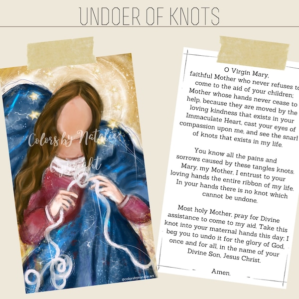 Catholic Prayer Card, Religious Prayer Card, Undoer of Knots Prayer Card,Prayer Card,Mother Mary Prayer Card Mary Undoer Prayer,Knots Prayer