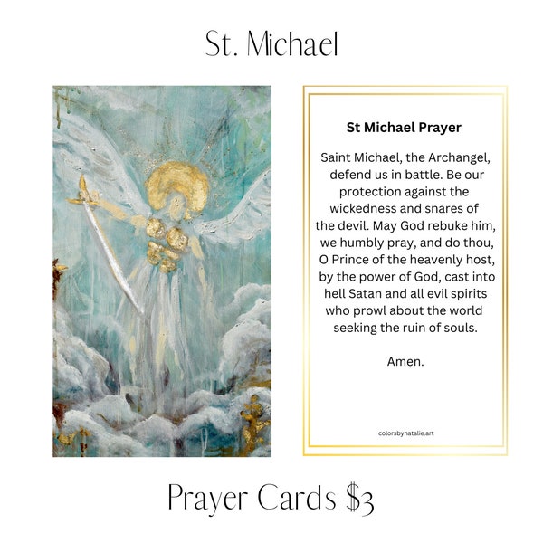 St. Michael Prayer Card, Protector Prayer, Prayer to St. Michael, Defend us in Battle, Prayer Card for Battle, Protection Prayer Card