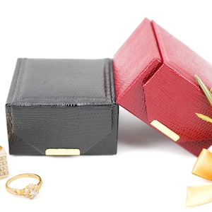 Faux Leather Ring Gift Box : Add-on Bows, Flowers, Ring Notches, and Gift Tags Sold Separately