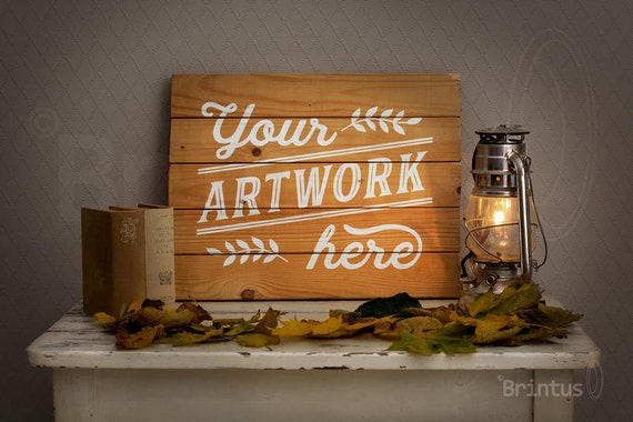 Mockup Romantic Autumn Interior Photo Pallet Sign Mockup