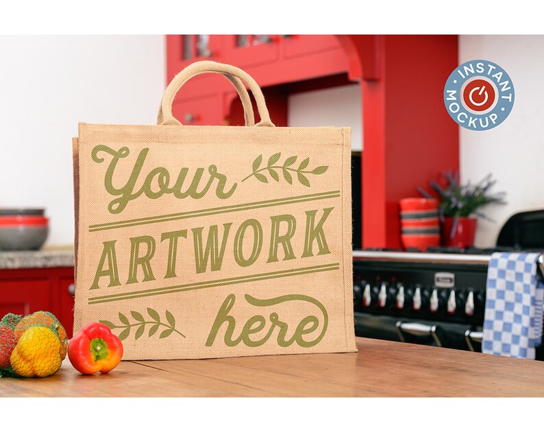 Download Instant mockup Burlap shopping-bag tote bag mock up jute ...