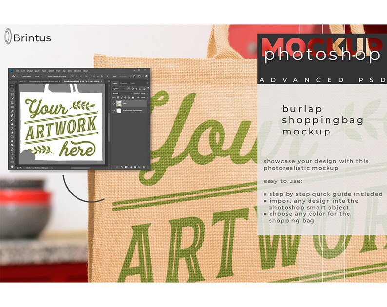 Download Photoshop mockup Burlap shopping-bag tote bag mock up jute ...